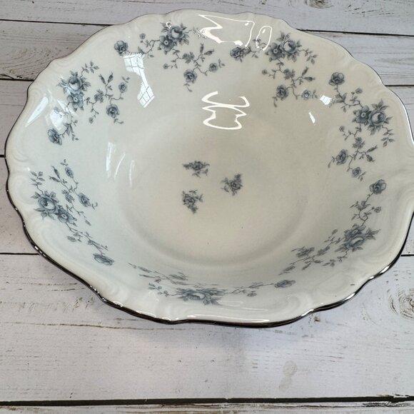 Johann Haviland Blue Garland 8" Vegetable Serving Bowl Germany Platinum Trim Vtg - Picture 2 of 10
